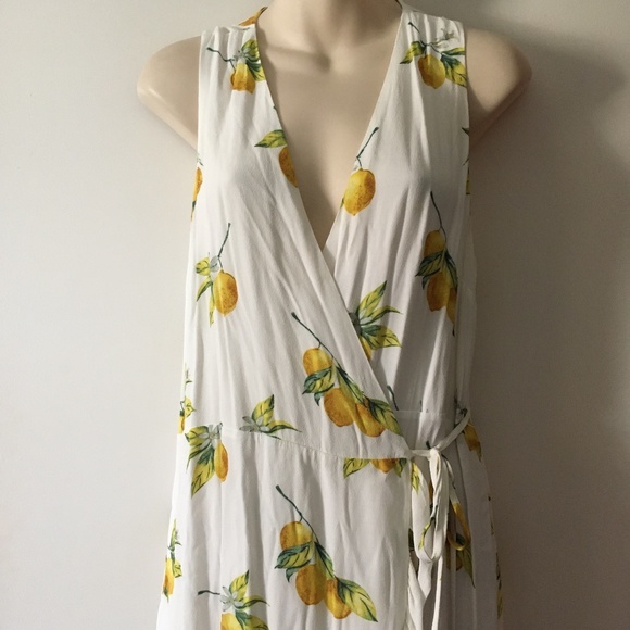 RAILS Lemon Print Ruffle Trim Wrap MADISON Dress S - Picture 5 of 9